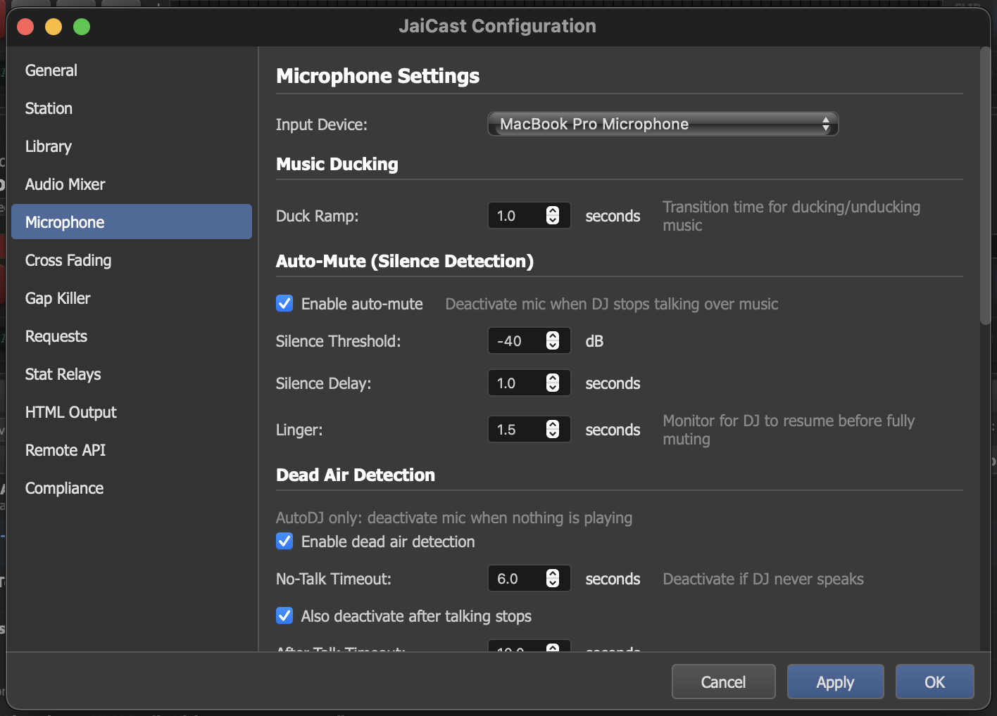 Microphone settings